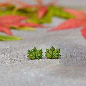 Maple Leaf Quality Stud Earrings, Polymer Clay Maple, Autumn Earrings, Fall Gift, Maple Tree, Cute Earring, Unique Earring, Titanium Earring image 5