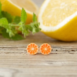 Handmade Orange Earrings - Polymer Clay Citrus Jewelry