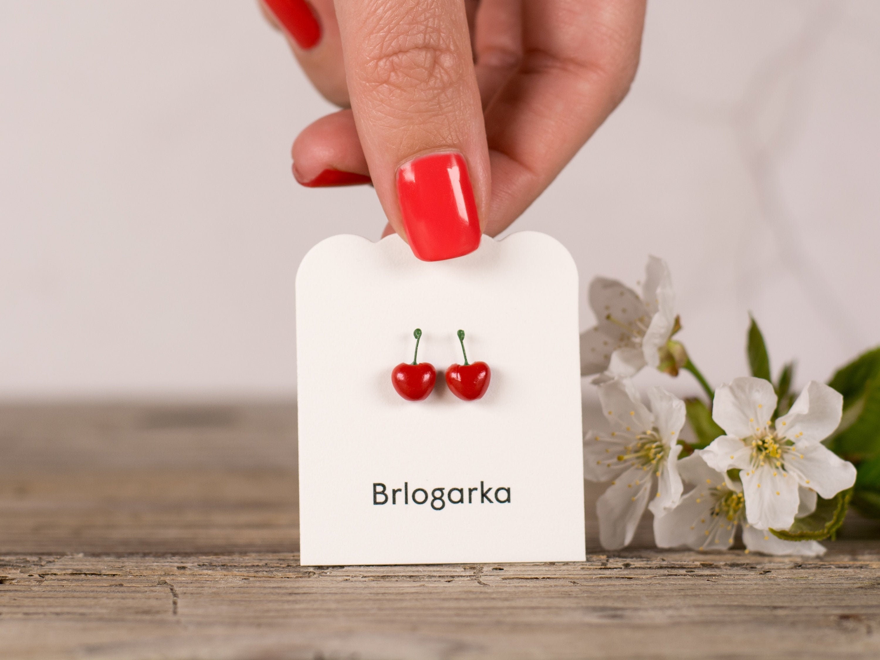 Orecchini a forma di ciliegia, placcati in oro, gioielli a tema frutta, vetro di Murano - Italia