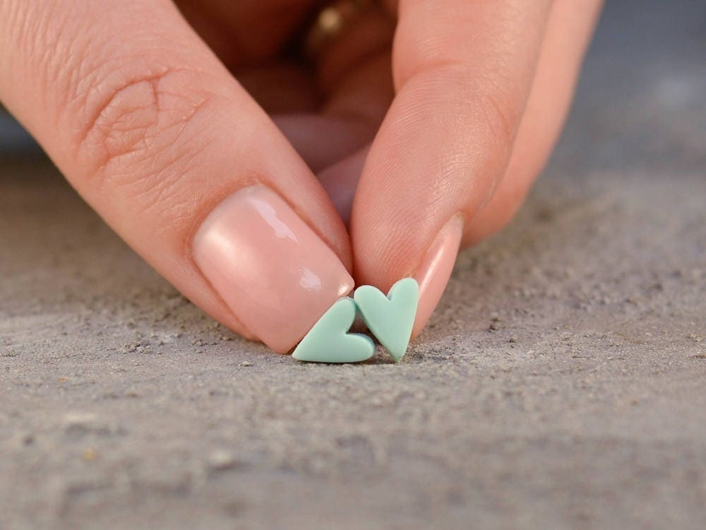 Pastel Heart Earrings Clay earrings Heart Stud Earrings Etsy