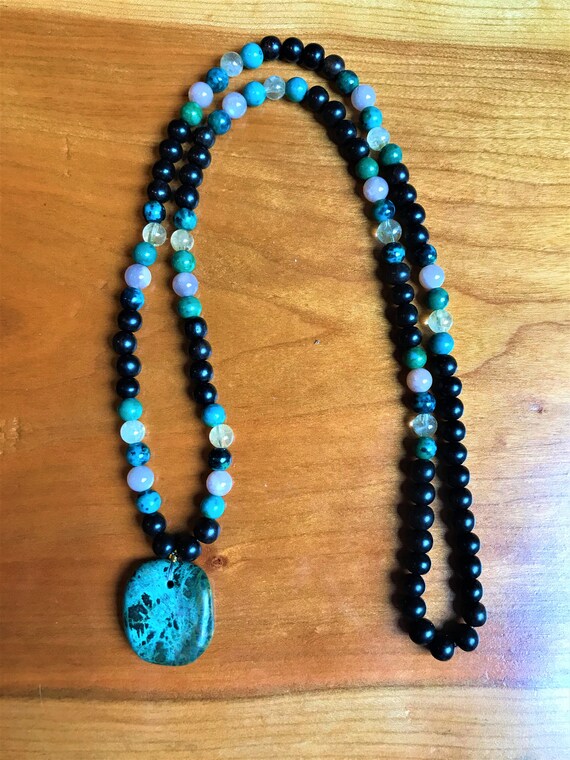 Chrysocolla Pendant Mala 108 Mala Beads Etsy