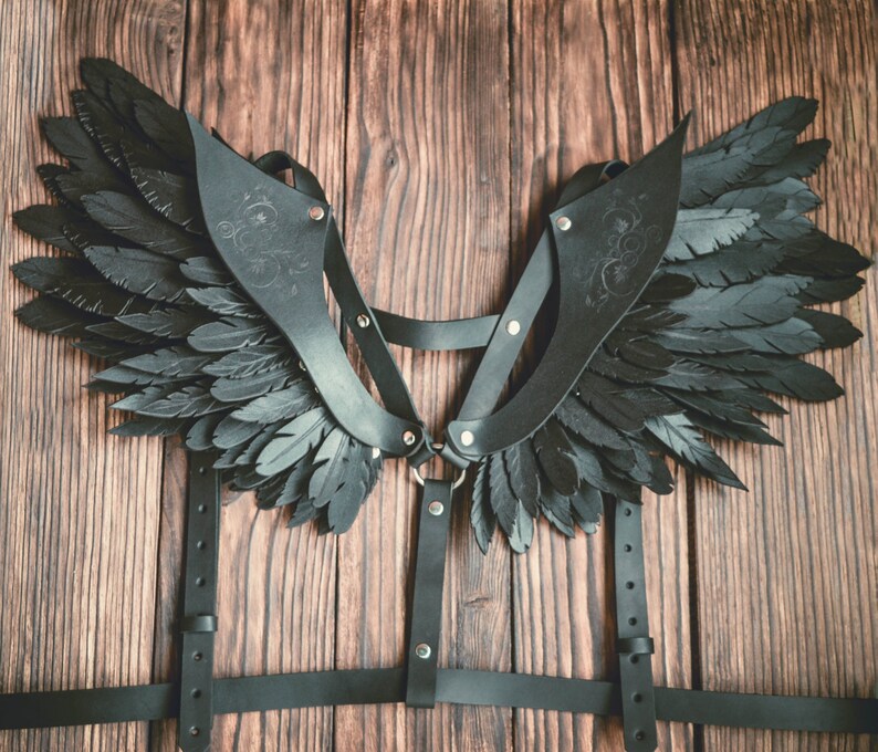 Leather Harness With Wings Leather Wings Leather Feathers Etsy