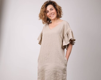 Linen Dresses / Mid Length Dress / Mid Sleeve / Made To Order /  Manufacturer at Rs 2500/piece, Linen Apparel in New Delhi