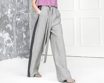 Vintage 40s 50s Wool Uniform Pants Black Bold Stripe