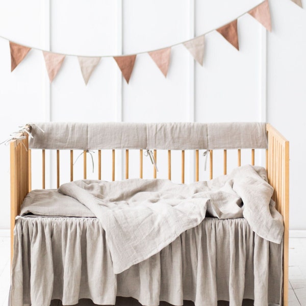 Two sided Linen Duvet Cover, Toddler and Baby Organic Bedding Duvet and Pillowcase, Natural Linen Slipcover, Kids bedding.
