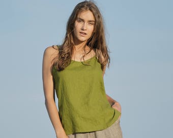 Linen shirts SONATA. Linen blouse. Linen crop top. Linen sleeveless top. Top with straps. Organic women shirt. Linen clothing. Summer shirts