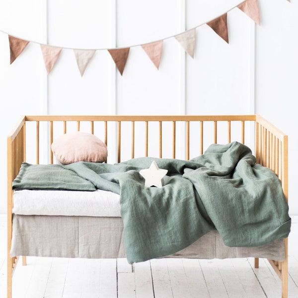 Literie pour enfants, Housse de couette en lin, Housse de taie d’oreiller en lin, Bio, Literie naturelle pour nouveau-né, Literie en lin pour bébé dans de nombreuses couleurs et tailles