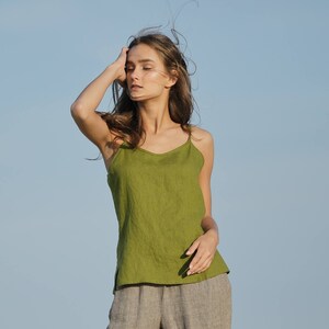 Linen shirts SONATA. Linen blouse. Linen crop top. Linen sleeveless top. Top with straps. Organic women shirt. Linen clothing. Summer shirts image 2