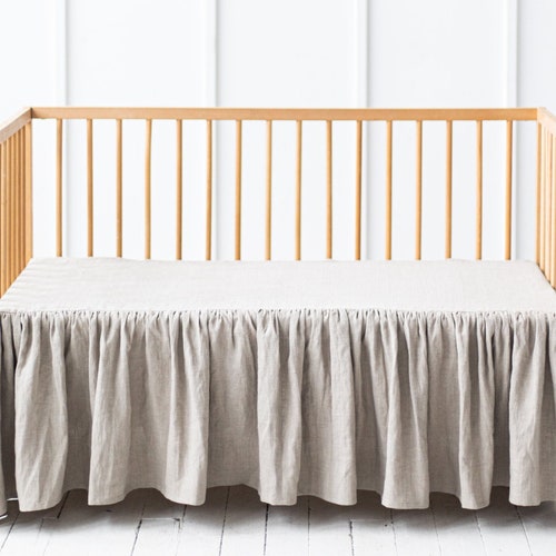 Linen Ruffled Crib Skirt for Boy or Girl.baby Bed Crib Skirt. Etsy
