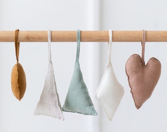 Natural Linen Christmas decoration.Sustainable Christmas gift. Handmade natural linen toys. Winter holiday tree decor.  Hanging linen toy.