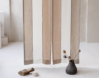 Linen Noren Curtains. Medium Weight Linen available in 47colors. Japanese Door Color Block Curtains. Natural Linen, Cream White, Oatmeal