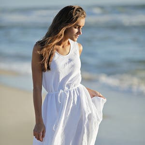 Linen Dress. Sundress With a Sash Belt. Sleeveless Dress. - Etsy
