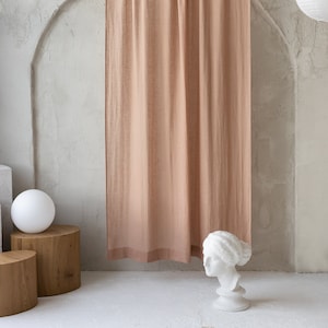 Sheer Linen Curtains. Dusty Peach color. Rod Pocket Linen Curtain Panel. Handmade linen curtains.