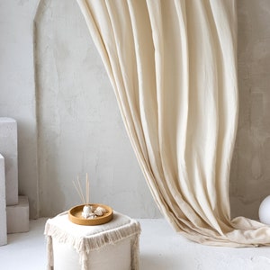 Extra Wide 274cm/107inches Linen Curtains. Cream color Linen Long Drapery. Large Linen Curtains in Various Colors. Custom Wide Linen. image 1