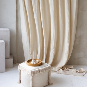 Extra Wide 274cm/107inches Linen Curtains. Cream color Linen Long Drapery. Large Linen Curtains in Various Colors. Custom Wide Linen. image 2