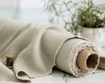 Linen fabric. Undyed natural linen. Medium weight Baltic linen fabric. Flax linen fabric. Prewashed soft linen fabric by meter or yard.
