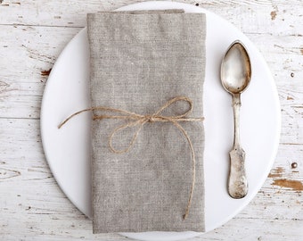 Linen napkins with mitered corners in natural linen color. Set of 2/3/4 washed square 15"  soft linen napkins available in 47 colors.