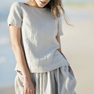 Linen shirt ABIGAIL. Linen blouse. Linen tank top. Women shirt. Linen top. Short sleeves blouse. Trendy blouse. Summer linen shirts.