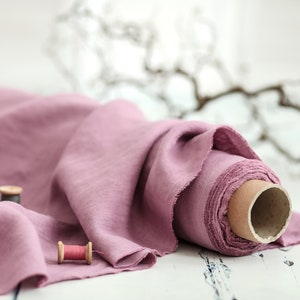 Linen fabric. Rosy Mauve linen. Medium weight linen. Baltic linen fabric. Flax linen fabric. Prewashed soft linen fabric by meter or yard.