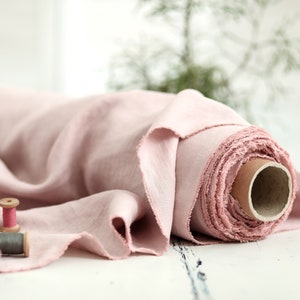 Linen fabric. Dusty pink linen. Medium weight linen. Baltic linen fabric. Flax linen fabric. Prewashed soft linen fabric by meter or yard.