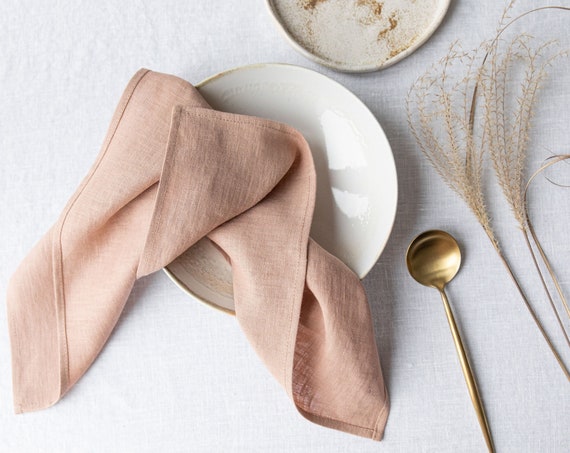 Linen napkins. Set of 2/3/4 washed  18"x 18"simple finished soft linen napkins available in 47 colors.