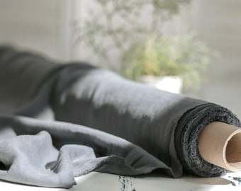 Linen fabric. Graphite linen. Gray medium weight Baltic linen fabric. Flax linen fabric. Prewashed soft linen fabric by meter or yard.