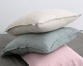 Linen pillow shams. Pillow cases. Linen bedding. Stonewashed linen shams. Envelope closure pillow cover. Standard pillow. Queen king size.