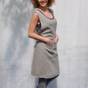 Wrap apron. Natural linen apron. Womans Linen apron. Smock apron. Linen Apron Dress. Full apron. Organic apron. Work apron. Linen pinafore.