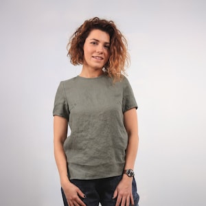 Linen tank top. Handmade blouse. Short sleeves shirt. Women blouse. Casual  t shirt. Natural linen top. Linen t-shirt. Linen clothes.
