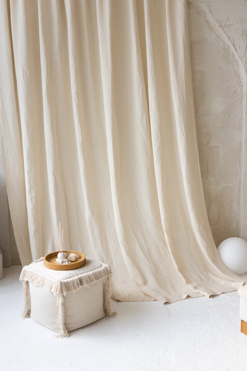 Extra Wide 274cm/107inches Linen Curtains. Cream color Linen Long Drapery. Large Linen Curtains in Various Colors. Custom Wide Linen. image 3
