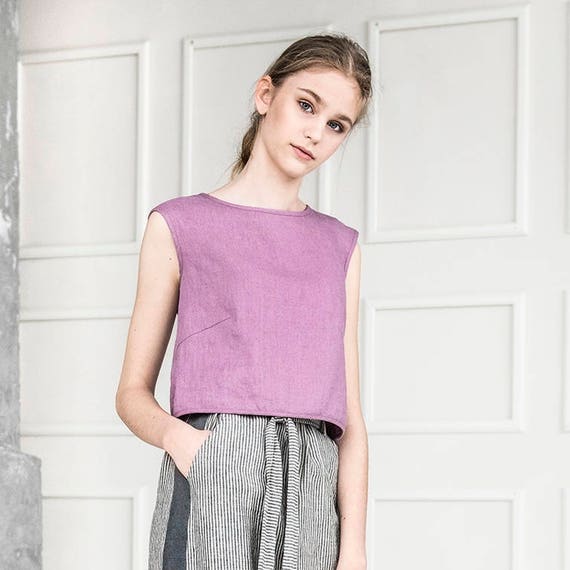 Linen Tank Crop Top MILA. Summer 
