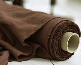 Linen Fabric. Dark Chocolate Medium Weight Linen. Baltic Linen