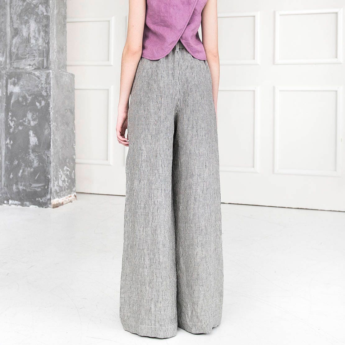 Linen pants. Wide leg linen pants. Loose pants. Palazzo pants. Gauze ...