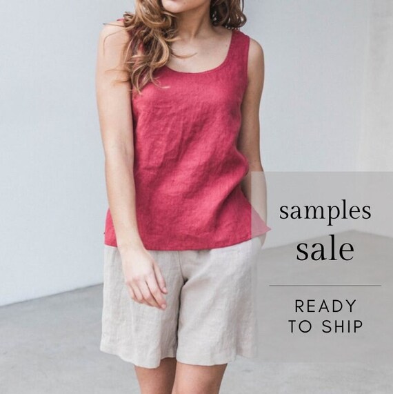 Scoop neck linen blouse EVELYN. Ready to ship. Sample sale