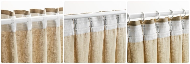 Linen Light Curtains in Silver Gray Color. Headed Rod Top Drape. Semi Sheer Curtains. Handmade Window Treatment. Medium Weight Linen Curtain image 8