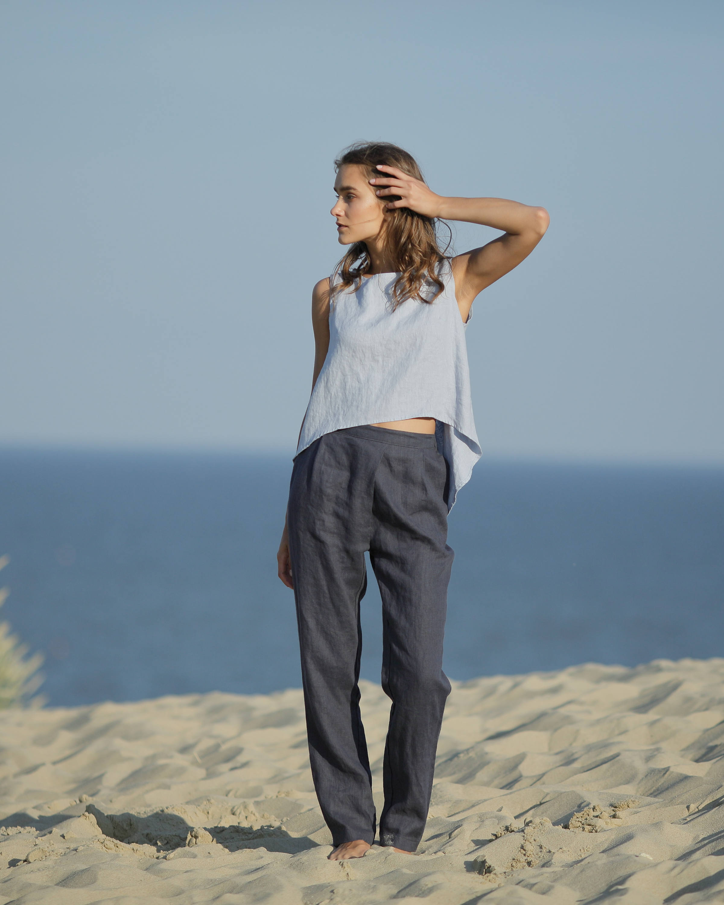 Linen tank top. Asymmetrical modern trapeze top. Loose fitting ...