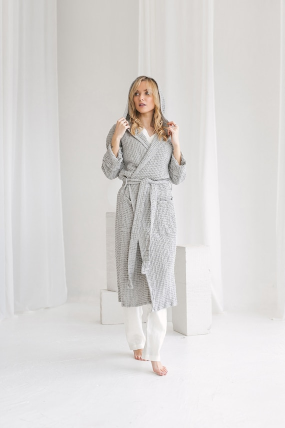 Big Waffle Bathrobe M/L, Dark Grey - The Organic Company @ RoyalDesign