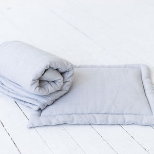 Linen quilted pillow for baby crib.Linen pillow. Linen baby shower gift.Linen pillow with filling. Natural linen pillow.Ecofriendly pillow. image 5