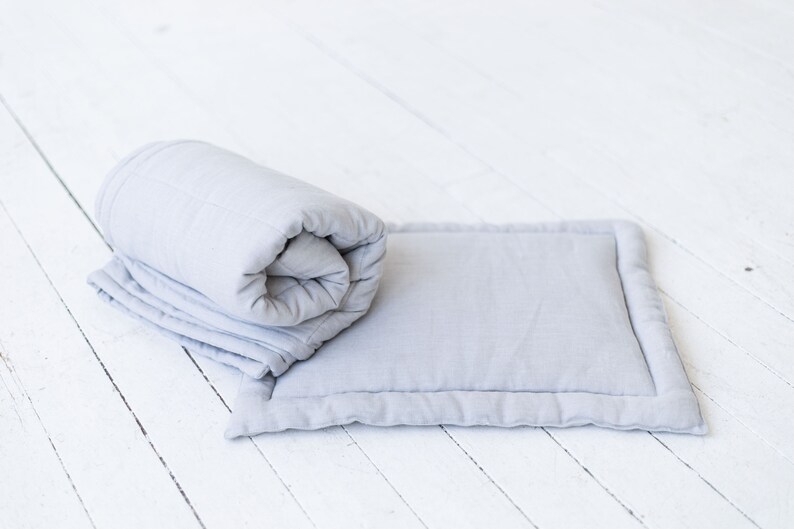 Linen quilted pillow for baby crib.Linen pillow. Linen baby shower gift.Linen pillow with filling. Natural linen pillow.Ecofriendly pillow. image 5