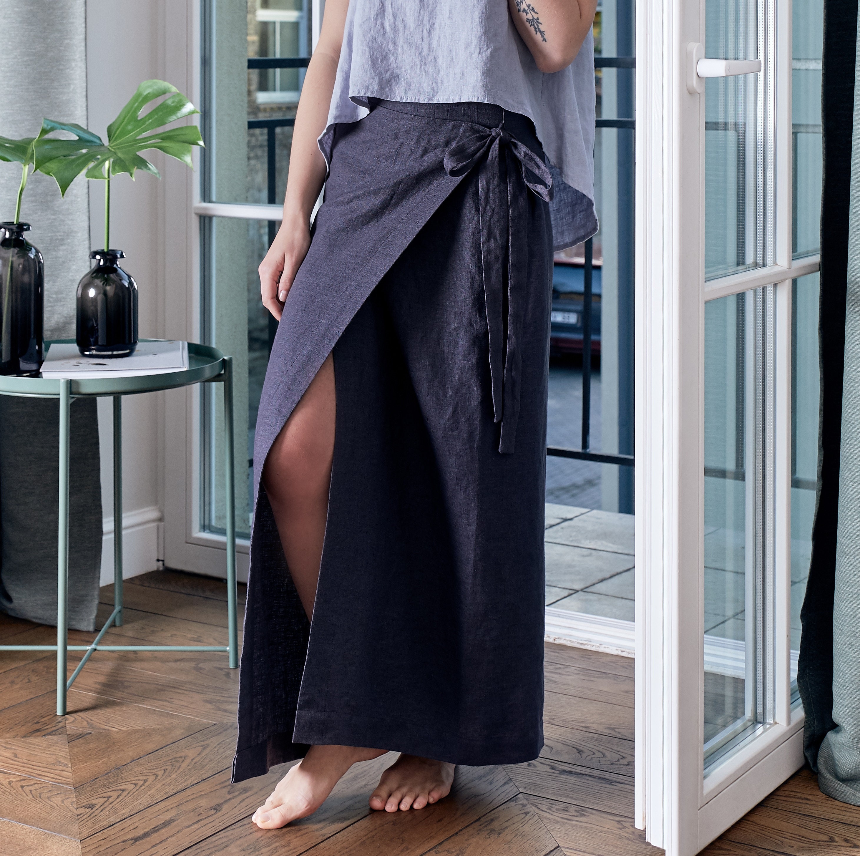 Long straight wrap around skirt hotsell