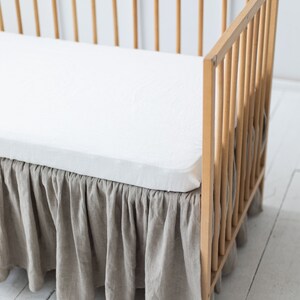 Crib Skirt Dust Ruffle – 28x52 With 16\" Drop, 100% Washed Cotton For Standard Cribs