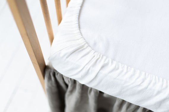 Linen Baby Fitted Sheet. Linen Baby Crib Flat Sheet. Linen Bedding