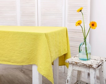 Linen tablecloth. Custom size linen tablecloth. Washed linen tablecloth. Handmade table linen available in 47 colors.