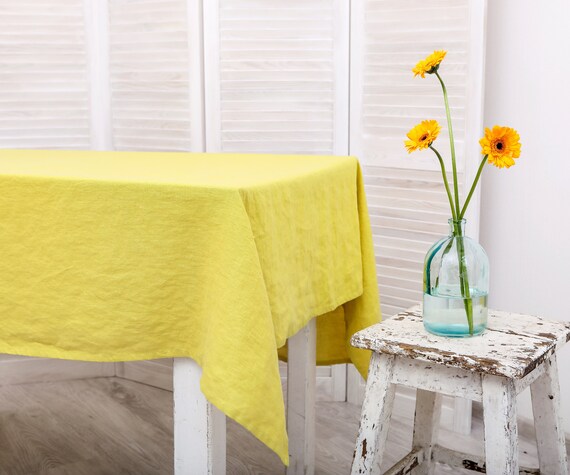 Linen tablecloth. Custom size linen tablecloth. Washed linen tablecloth. Handmade table linen available in 47 colors.