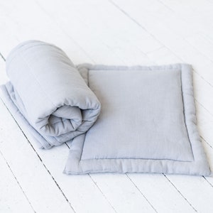 Linen quilted pillow for baby crib.Linen pillow. Linen baby shower gift.Linen pillow with filling. Natural linen pillow.Ecofriendly pillow. image 4