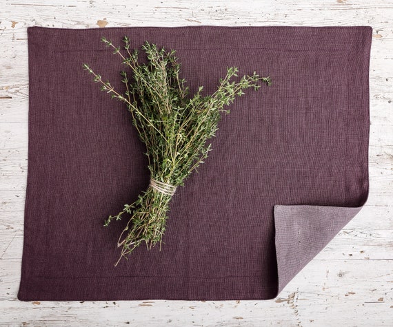 Double sided linen placemats sets, ideal for Christmas gift, rustic dinner family event placemats available in 47 colors.