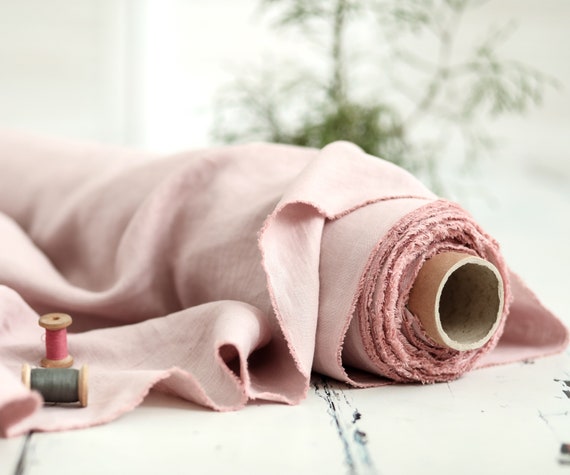 Linen fabric. Dusty pink linen. Medium weight linen. Baltic linen fabric. Flax linen fabric. Prewashed soft linen fabric by meter or yard.
