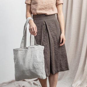 Bolsa grande de linho. Saco de compras natural com bolso interno. Bolsa de linho em diversas cores.