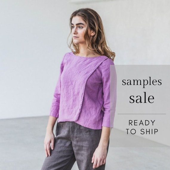 Linen blouse with a split front. Ready to ship. Sample sale