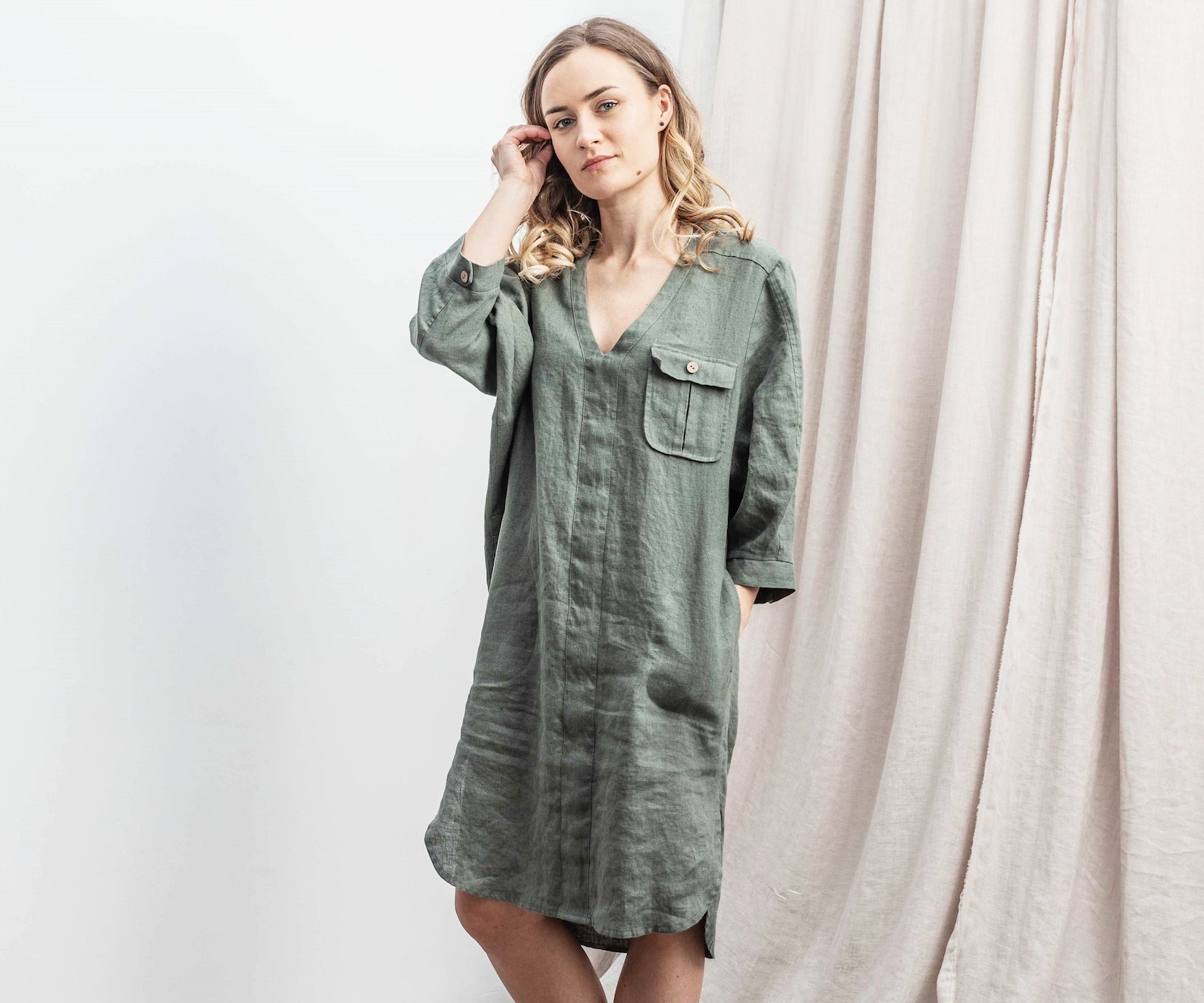 Lina Tunic Knit Dress Olive
